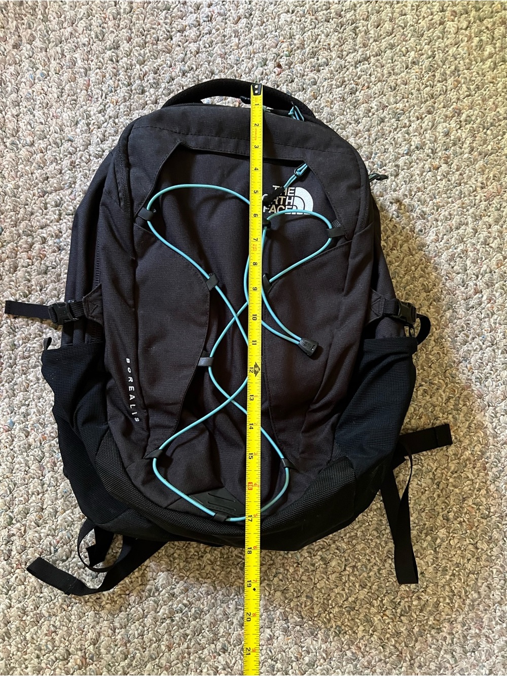 The North Face Black Backpack with Teal Accent Bungee - Picture 2 of 4